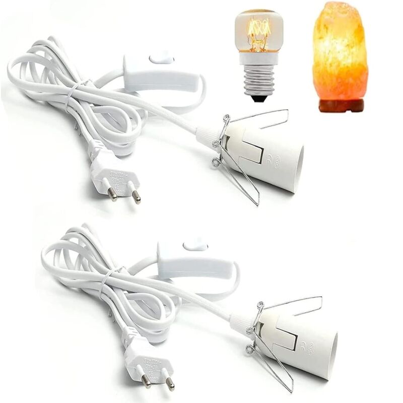 2 pièces 1,8 m Câbles pour Lampe de Sel avec Interrupteur E14 Prise FR (Européenne) Isolation Câble Douille