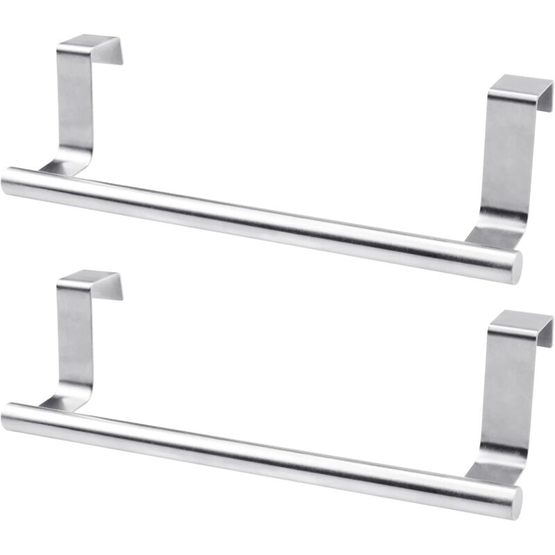 Linghhang - 2 Pièces (23cm, Argent) Porte Serviette de Porte, Porte Serviette Salle de Bain sans Percage, Rail de Suspension en Acier Inoxydable pour