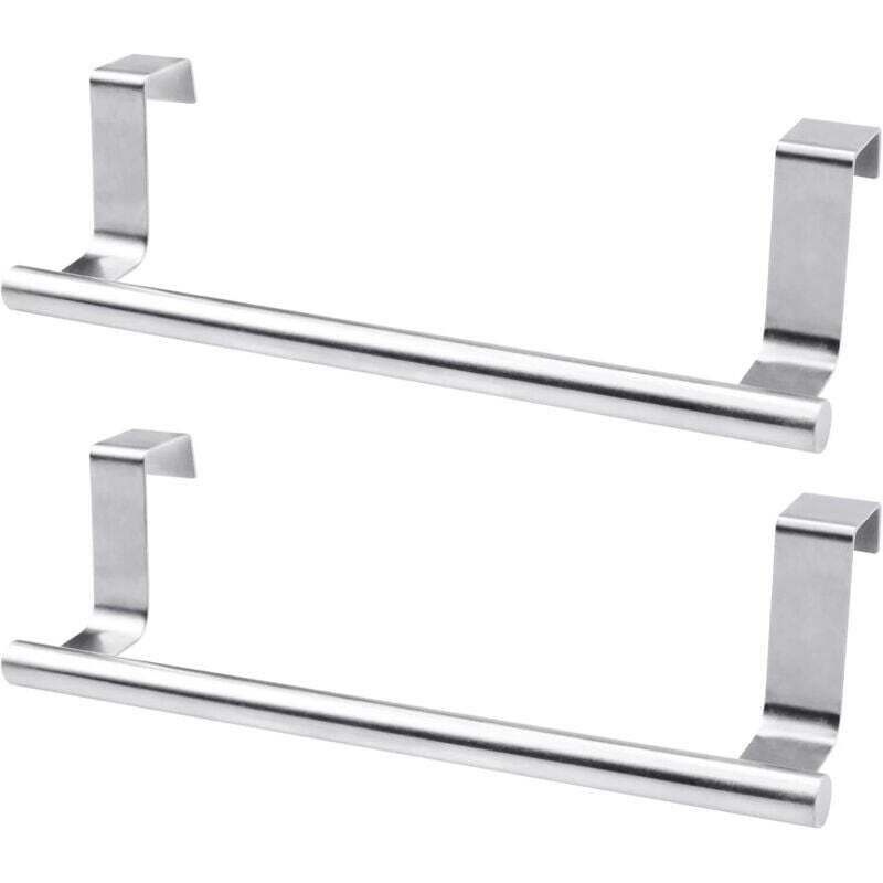 2 Pièces (23cm, Argent) Porte Serviette de Porte, Porte Serviette Salle de Bain sans Percage, Rail de Suspension en Acier Inoxydable pour Porte