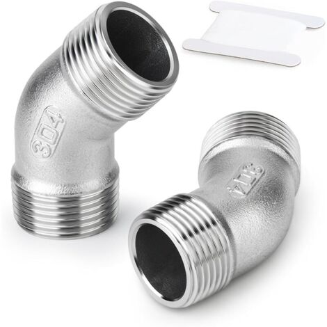 2 pièces 3/4" BSP 304 Inox 45 degrés Connecteur de tuyau pour raccords de tuyaux