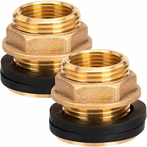 2 pieces 3/4 inch rain cistern lead-through, brass wall lead-through with rubber seal, rainwater cistern connection