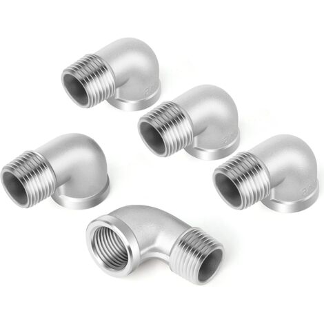 2 pièces 304 connecteurs coudés à 90 degrés en acier inoxydable, raccords de tuyauterie BSP femelles 1 "x 1" - 1/2"F-1/2"M