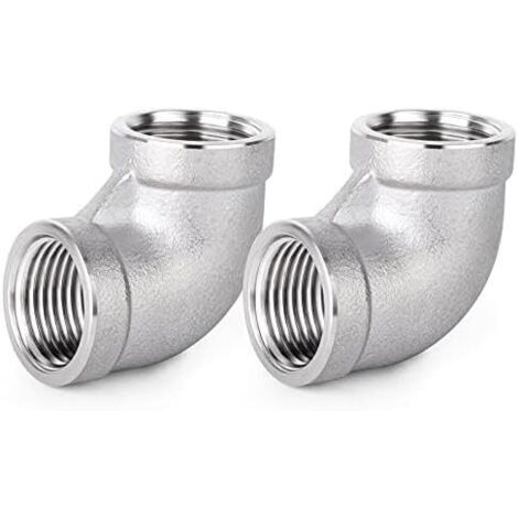 2 pièces 304 connecteurs coudés à 90 degrés en acier inoxydable, raccords de tuyauterie BSP femelles 1 "x 1" - 3/4" F x