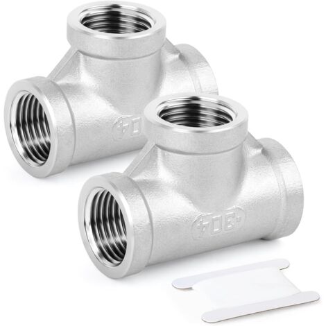 2 pièces 304 connecteurs coudés à 90 degrés en acier inoxydable, raccords de tuyauterie BSP femelles 1 "x 1" - 3/4"F