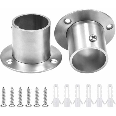 2 Pièces 32 mm Support de Tringle à Rideau, Inoxydable Garde-Robe Support de Rail Mural Réglable pour Barre de Penderie, avec 6 Vis + 6 Piliers à Vis-Fei Yu