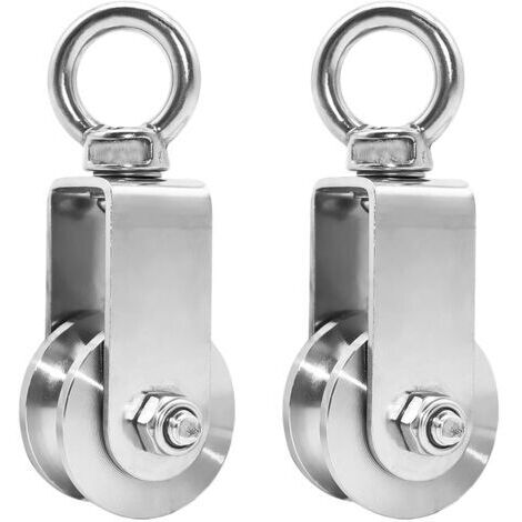 2 Pièces 34MM Poulie avec Roulement à Billes, Poulie de Levage Charge 250 kg, Poulie pour Cable en Acier Inoxydable pour Corde Fitness(2 Pcs, 34MM)