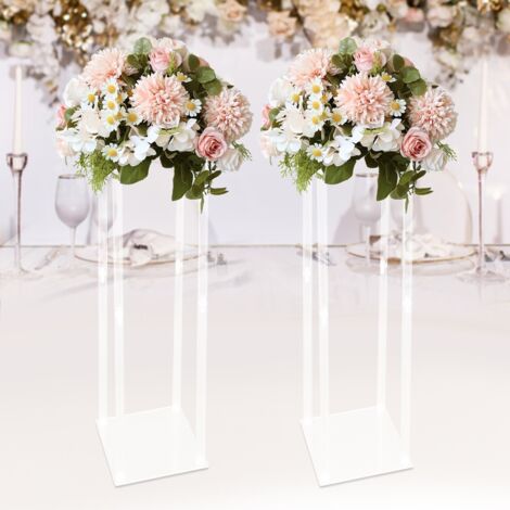 2 pièces, 39 pouces, vase colonne en acrylique transparent pour fleurs, centre de table, décoration de mariage