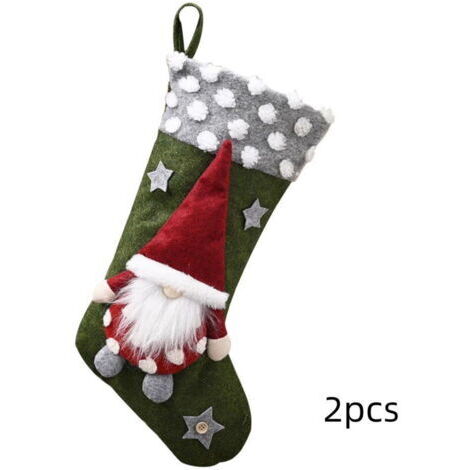 2 pièces 3D Gnomes Père Noël Bas de Noël Cheminée Bas suspendus pour la famille Décoration de Noël Personnage de Noël Saison des fêtes Décor de fête