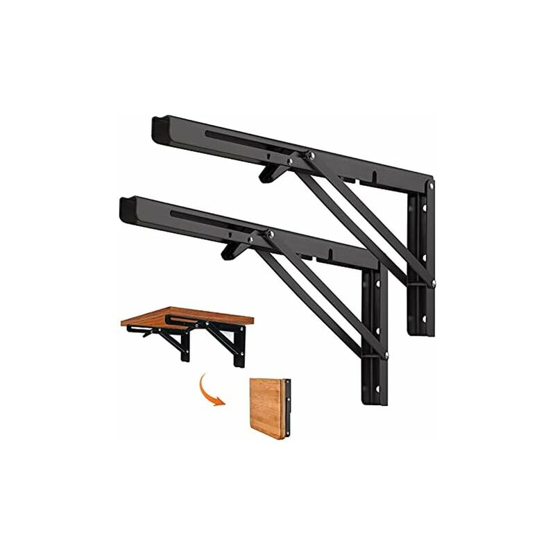 2 Pieces 400mm Folding Shelf Bracket, Wall Shelf, Microwave Folding Brackets, Steel Folding Console Bracket, 80KG Load Bearing, 80KG Load Bearing