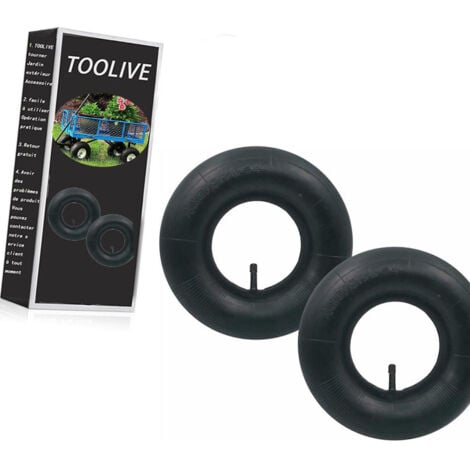 BLUEDEER 2 pièces 4.10/3.50-4 Chambre à air Pneu TR-13 Valve Droite pour Diable, Chariot, Chariot à Main, Chariot de Jardin, Tondeuse à Gazon-