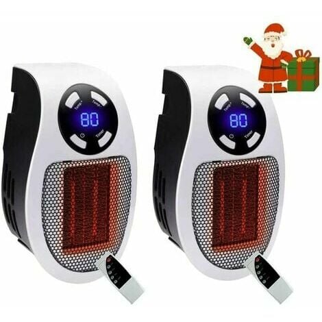WENH 2 Pieces 500 Watt Ceramic Fan Heater Mini Fan Heater Economical Space Saving Portable Plug-in Heater with Thermostat and Timer, for Office, Bedroom, Living Room（white-a