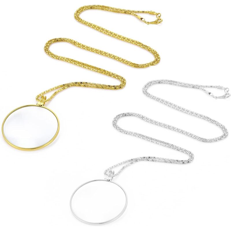 Serbia - 2 Pièces 5X Monocle Loupe Lunettes avec Alliage Collier Pendentif Chaîne pour Livres Journal Lecture Cosplay Accessoires