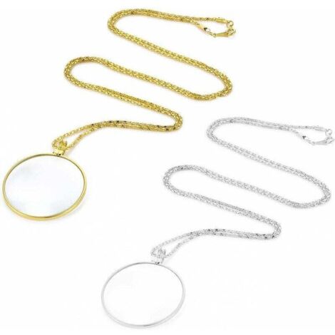 2 Pièces 5X Monocle Loupe Lunettes avec Alliage Collier Pendentif Chaîne pour Livres Journal Lecture Cosplay Accessoires