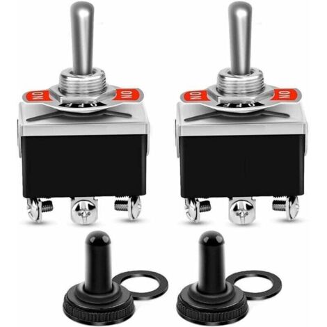 2 pièces 6 Broches/3 Positions Interrupteur à Bascule Robuste 0250 V/15A DPDT Interrupteur Marche/Arrêt/Marche avec Capuchon étanche RWInterrupteur pour lampe