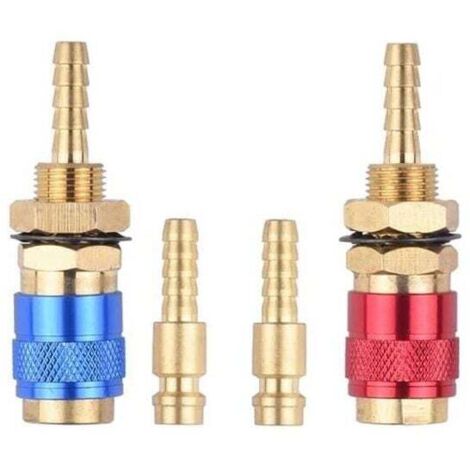 2 PièCes 6Mm Refroidi à L' Refroidi à L'Air Gaz Adaptateur D' Connecteur Raccord pour Prise de de Soudage TIG, Bleu + Rouge