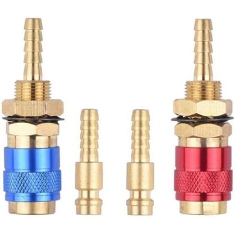 2 PièCes 6Mm Refroidi à L' Refroidi à L'Air Gaz Adaptateur D' Connecteur Raccord pour Prise de de Soudage TIG, Bleu + Rouge