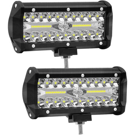 2 pièces 7 pouces LED travail lumière 120W projecteur 12V/24V voiture travail lumière 6000K 15000LM antibrouillard