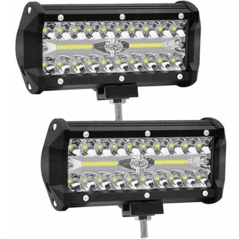 2 pièces 7 pouces LED travail lumière 120W projecteur 12V/24V voiture travail lumière 6000K 15000LM antibrouillard