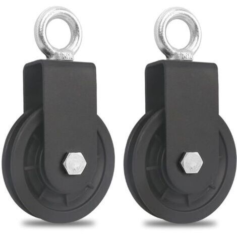 2 pièces 90 MM Poulie pour Cable-Poulie de Fitness-Accessoire de Bricolage Poulie de Levage pour Câble Métallique Corde-Charge 160 kg