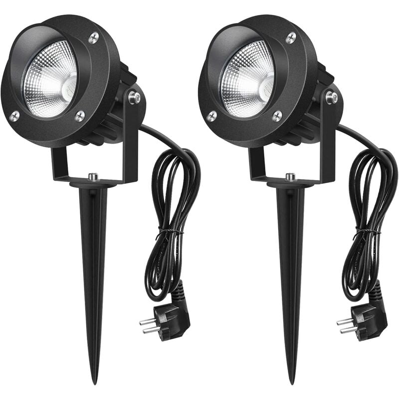 2 Pièces 9W Spot led Extérieur Lampes avec Piquet 6000K IP65 étanche Conception Rotative led Lampe De Jardin Extérieur Éclairage pour Jardin