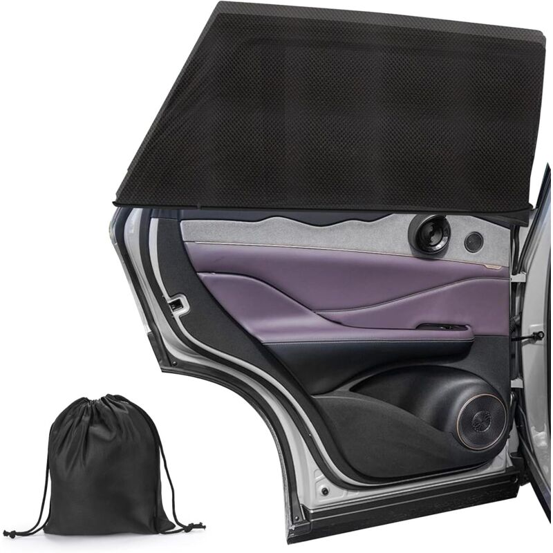 2 Pièces Accessoire Voiture, Pare Soleil Voiture Bébé, Pare Soleil Voiture avec Poches de Stockage, UV Protection Anti Moustiquaire Chaussette