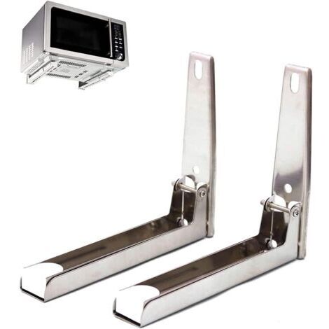 2 Pièces Acer Micro-Ondes Support, Support Mural MicroOnde, Support Universel pour Four à Micro-Ondes Pliable et Robuste, pour Plupart Des Fours Micro Ondes (Argent) (Blanc)