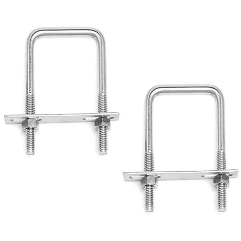 2 Pièces Acier Inoxydable Boulons En U M10 x 80 mm x 150 mm Boulon Carré en U Avec Écrous et Plaque De Cadre Boulons de Serrage Fixation pour Fixation Tuyaus