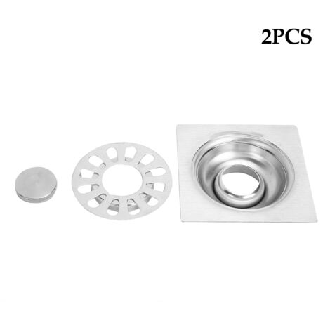 2 Pièces Acier Inoxydable Grille de Sol Carrée Double Usage pour Salle de Bain et Lave-linge