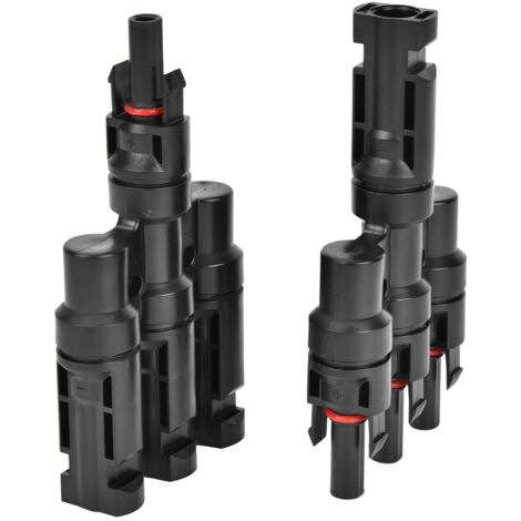 2 Pièces Adaptateur Câble Solaire 4 Voies, Connecteur en T pour Panneaux Solaires, Conversion 1 vers 3