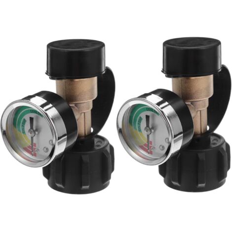 2 pièces Adaptateur de Réservoir Propane Laiton Massif avec Manomètre de