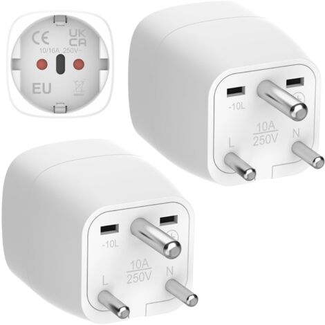 2 Pièces Adaptateur France vers Inde, Europe vers Inde Adaptateur de Voyage, EU vers Prise de Type D, pour Inde, Népal, Niger, Liban, Ghana, Myanmar, Congo Adaptateur Voyage