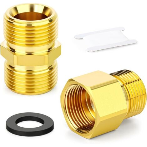 2 pièces adaptateur pour nettoyeur haute pression M22-14 mm, kit de raccord rapide en laiton pour rallonge de nettoyeur haute pression