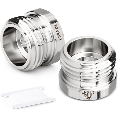 2 pièces Adaptateur pour Tuyau d'arrosage Douille hexagonale, 3/4" GHT mâle x 1/2" GHT Femelle connecteur pour Tuyau d'arrosage en Acier Inoxydable 304