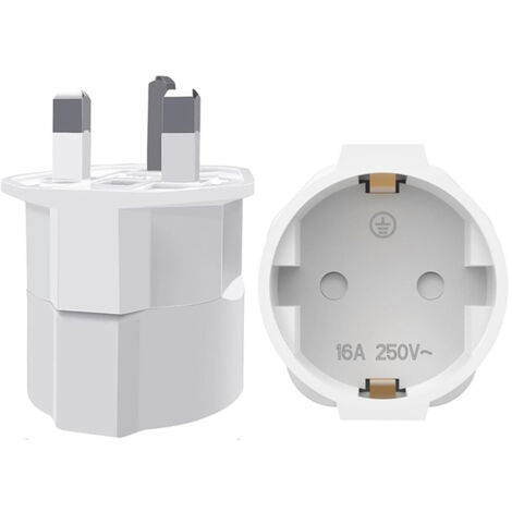 2 Pièces Adaptateur Prise Anglaise, Adaptateur de Voyage France vers UK, Adaptateur de Prise pour Irlande, Angleterre, Ecosse, Dubaï, Malte, Adaptateur Type G (Blanc)
