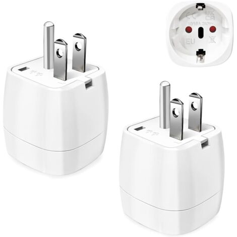 2 Pièces Adaptateur Prise USA, Adaptateur Voyage Accessoires, FR 2 Broches vers US 3 Broches Adaptateur Prise Canada, Mexique, Thaïlande Type B (Blanc)