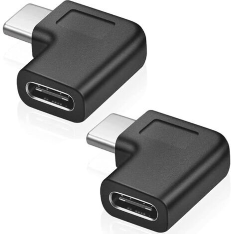 2 Pièces Adaptateur USB-C Type C mâle à Femelle à 90 degrés, Extension USB-C USB 3.1 Type-C à Angle Droit et Gauche pour Tablette, téléphone Portable, Ordinateur Portable