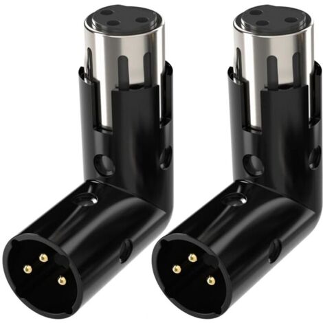 2 pièces adaptateur xlr à angle droit mâle et femelle réglable, convertisseur adaptateur coude 3 broches xlr à 90 degrés