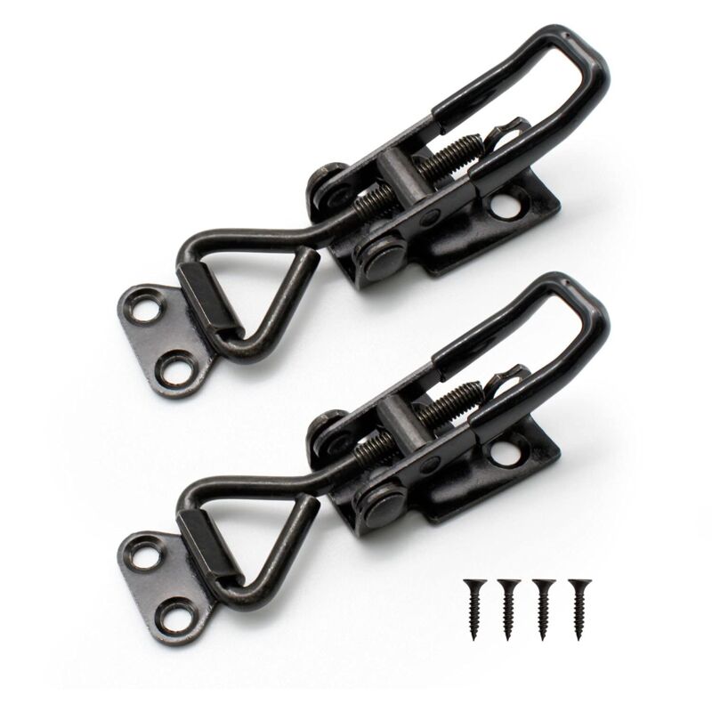 ZVD - 2 Pieces Adjustable Toggle Clamps, Steel Latch Clip, Heavy 100 kg/ 220 lbs Hold Buckle Ability, for Cabinets, Suitcases, Cupboards