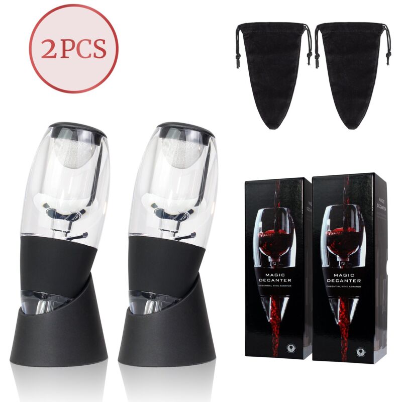 2 Pièces Aérateur à Vin, Magic Décanteur à Vin avec Vin Filtre, Support Anti-Gouttes, Pochette en Velours, Bec Verseur Aérateur de Vin pour les
