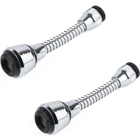 2 pièces Aérateur de Robinet Flexible, Robinet Pulvérisateur Extension, Aérateur de Robinet Pivotant à 360°, pour la plupart des robinets de cuisine et de salle de bain (2 modes)