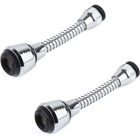 2 pièces Aérateur de Robinet Flexible, Robinet Pulvérisateur Extension, Aérateur de Robinet Pivotant à 360°, pour la plupart des robinets de cuisine et de salle de bain (2 modes)