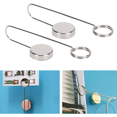 2 Pièces Aimants Muraux Adhésifs en Métal, Support pour Photos et Notes (Couleur Argentée)