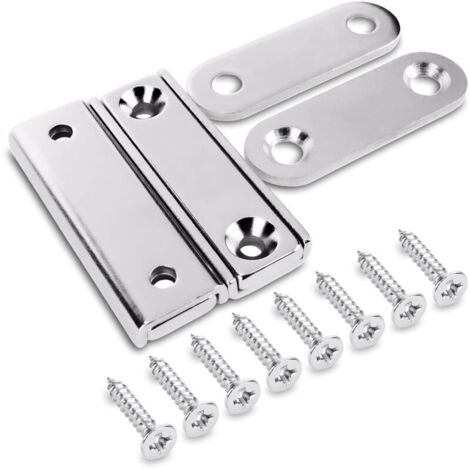 2 pièces Aimants Néodymes Rectangulaires avec Trou 40x13,8x5 mm, 15 kg de force + 2 rondelles en acier + 8 vis incluses