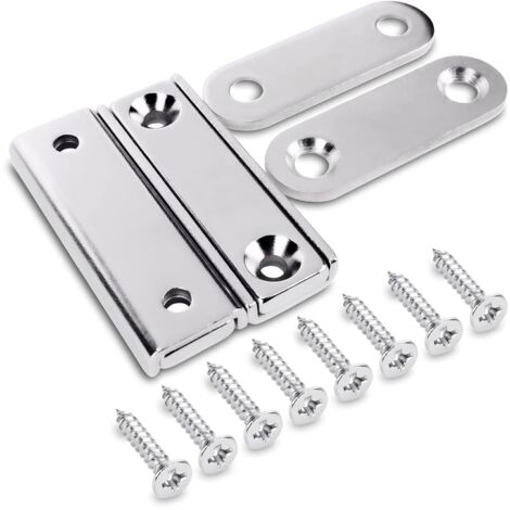 2 pièces Aimants Néodymes Rectangulaires avec Trou 40x13,8x5 mm, 15 kg de force + 2 rondelles en acier + 8 vis incluses