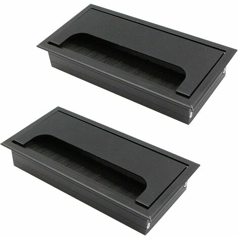 2 Pieces Aluminum Alloy 160mm  80mm Desk Flush Mounted Cable Pass Through with Brush Seal for Desks Wire Storage and Organization Desk Accessories Sturdy and Durable