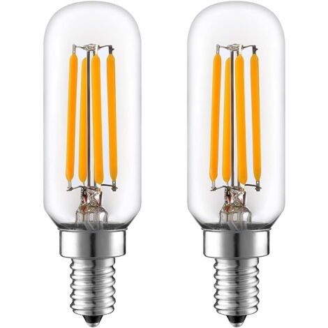 2 Pièces Ampoule LED E14 T25 ampoule tubulaire pour hotte aspirante, 4W = 40W, blanc chaud 2700K, pour réfrigérateur congélateur/micro-ondes/hotte