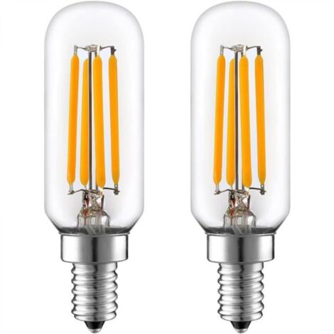 2 Pièces Ampoule LED E14 T25 ampoule tubulaire pour hotte aspirante, 4W = 40W, blanc chaud 2700K, pour réfrigérateur congélateur/micro-ondes/hotte