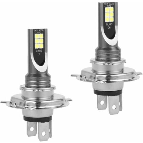 XVX 2 pièces ampoules H4 phare LED dans une boîte, chariot de lampe LED 50W/14000lm/IP68 étanche, antibrouillard 2 ampoules 6000-6500K lumière blanche