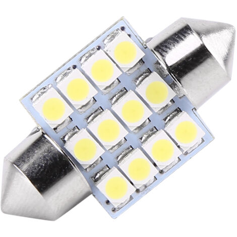 2 pièces Ampoules LED 12V 12SMD 31mm Blanc pour Plafonnier Voiture, Lumière d'Ambiance Intérieure
