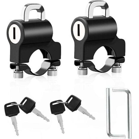 2 Pièces Antivol Casque Moto de Antivol Attache Casque Accessoire Moto Casque Antivol Verrouillage avec Clés Cadenas de Sécurité pour Tube de Guidon de 22 mm Moto Vélo ou Scooter